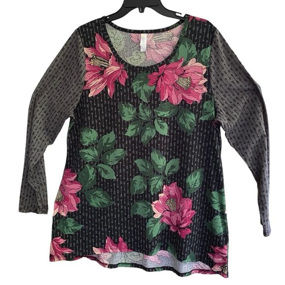 LulaRoe LYNNAE Long Sleeve Rose Gray & Black Size 2XL - Picture 6 of 6